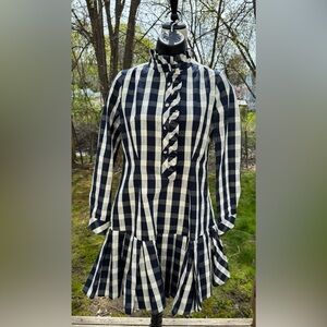 Tuckernuck Tate Drop Waist Dress Navy Gingham Mini Sz XXS NWOT